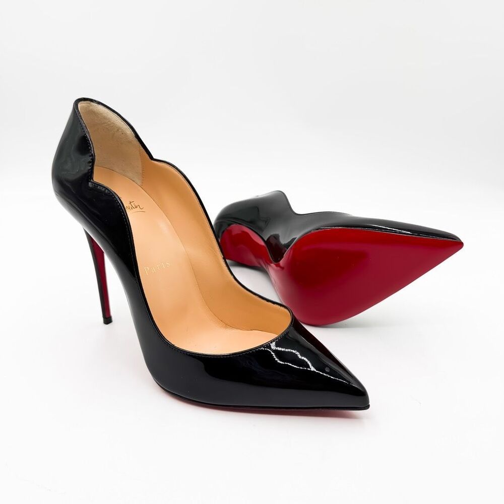 Christian Louboutin Hot Chick Heels Black Patent Leather Pumps